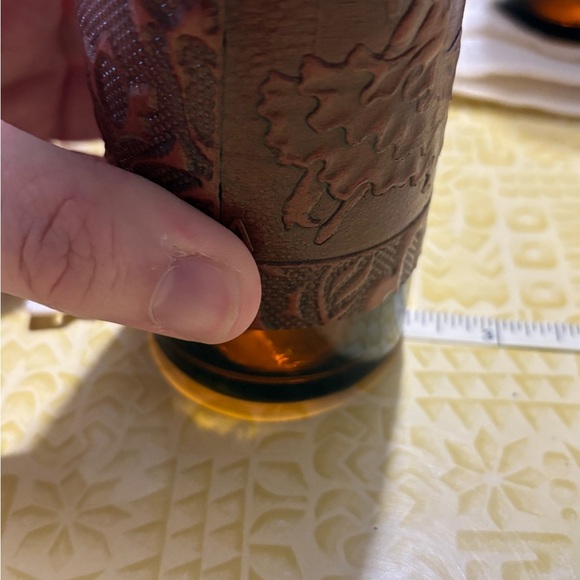 Vintage Amber Glass Decanter Set with Leather Wrap - Picture 12 of 14